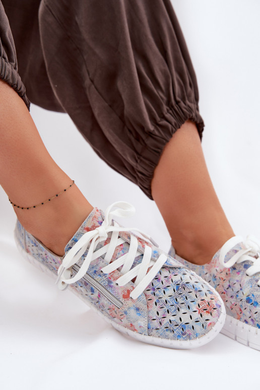 con elementi traforati scarpeAbilitatoturalnego dalla pelle scamosciatau color argento Kamelia