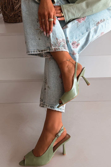 Sandali da donna con tacchi sottili colore verde Sevina 2