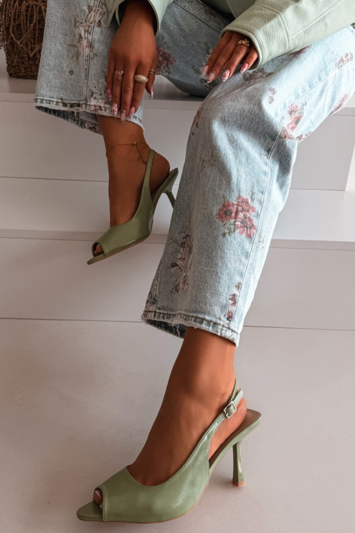 Sandali da donna con tacchi sottili colore verde Sevina