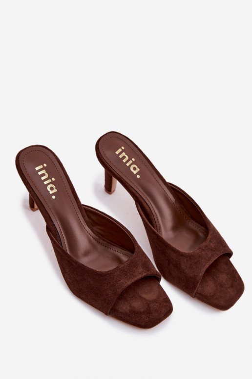 Pantofole da donna Abilitato Smukłym Obcasie CzekoladoAe Revina