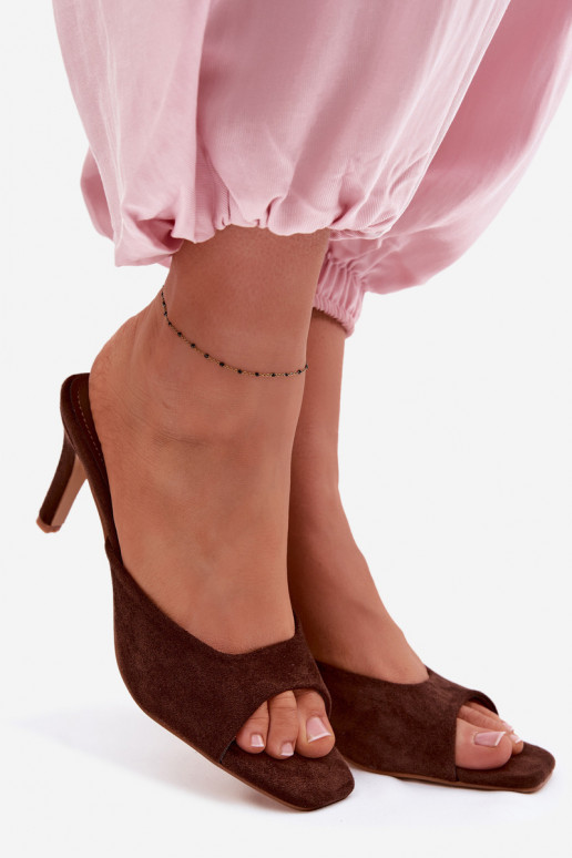 Pantofole da donna Abilitato Smukłym Obcasie CzekoladoAe Revina