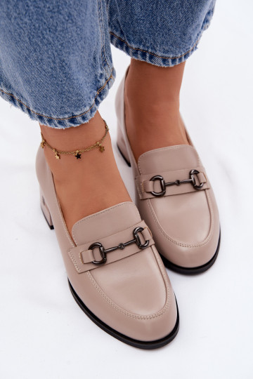 Scarpe in pelle per donna con tacco Vinceza 18116 sabbia