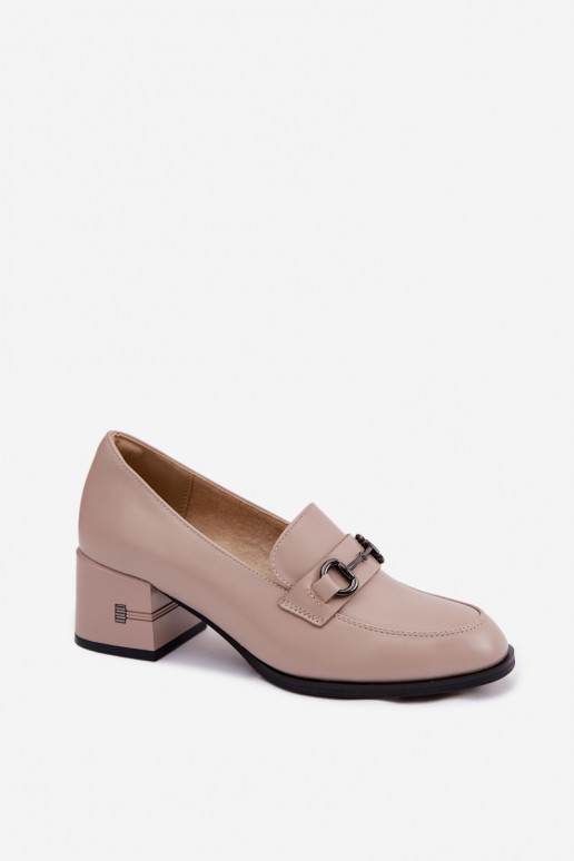 Pelle scarpe Femminile con i tacchi Vinceza 18116 beige