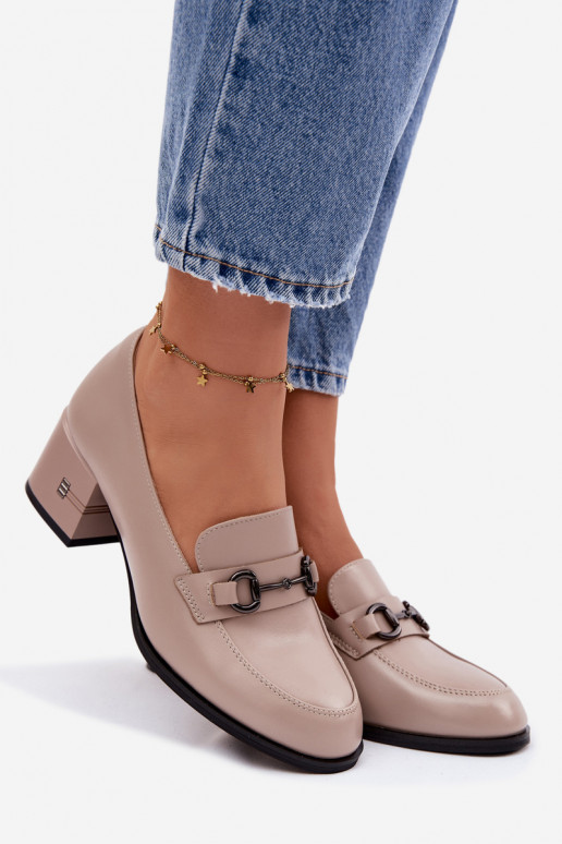 Pelle scarpe Femminile con i tacchi Vinceza 18116 beige