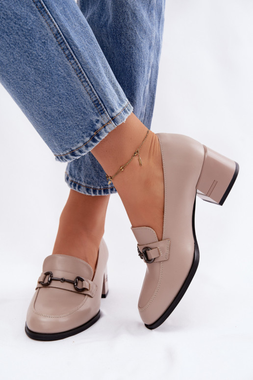 Pelle scarpe Femminile con i tacchi Vinceza 18116 beige