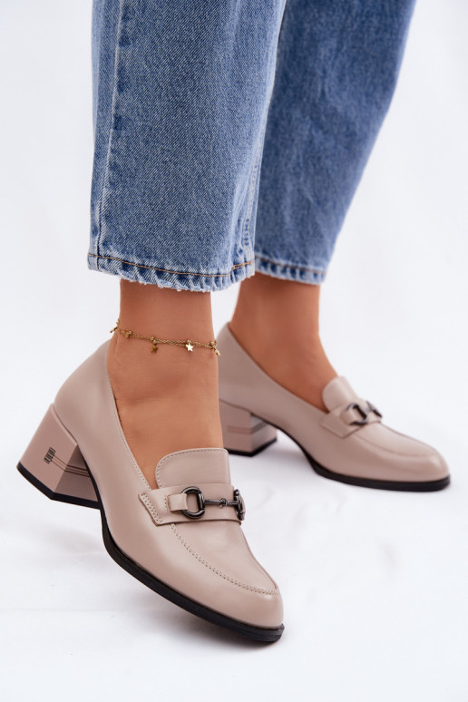 Pelle scarpe Femminile con i tacchi Vinceza 18116 beige