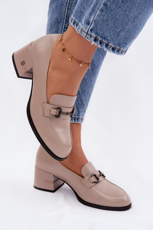 Pelle scarpe Femminile con i tacchi Vinceza 18116 beige