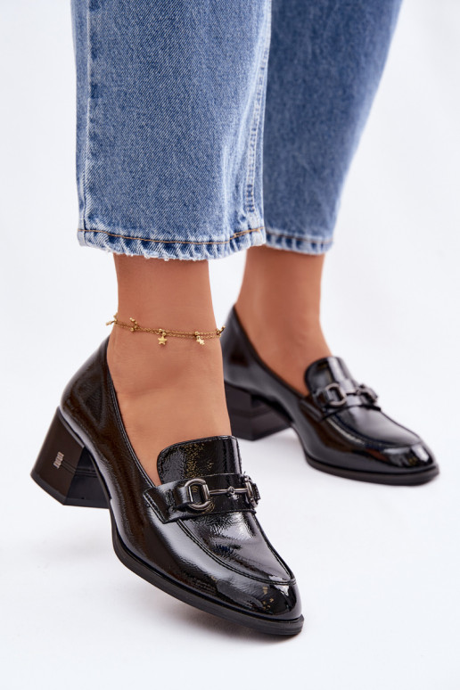 Stivaletti in vera pelle laccata Femminile con i tacchi Vinceza 18116 colore nero