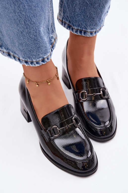 Stivaletti in vera pelle laccata Femminile con i tacchi Vinceza 18116 colore nero