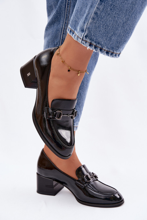 Stivaletti in vera pelle laccata Femminile con i tacchi Vinceza 18116 colore nero