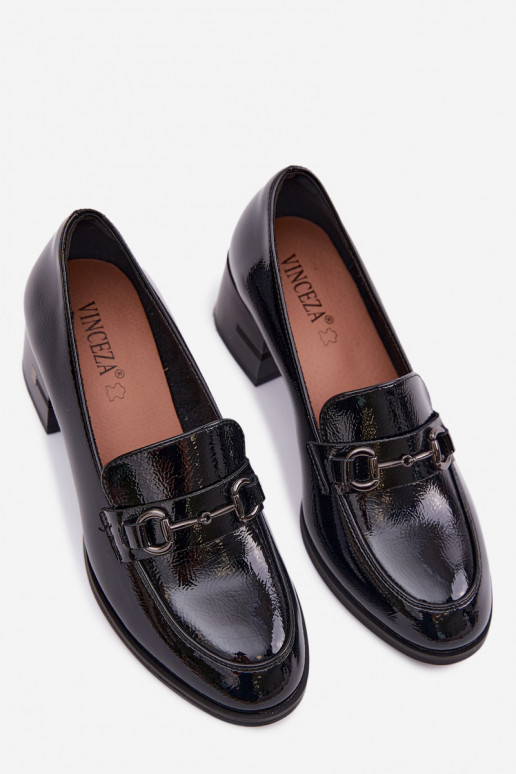 Stivaletti in vera pelle laccata Femminile con i tacchi Vinceza 18116 colore nero