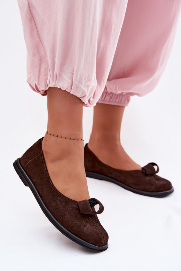 Pelle dalla pelle scamosciata scarpe Femminile Zazoo 379 CzekoladoAe