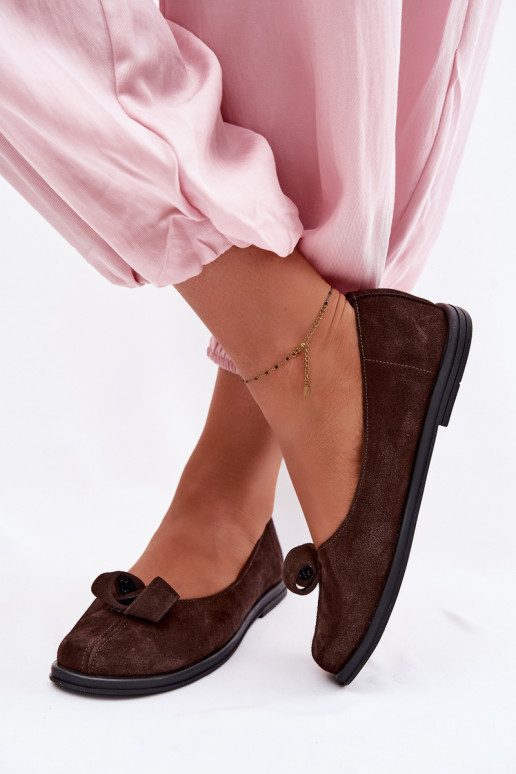 Pelle dalla pelle scamosciata scarpe Femminile Zazoo 379 CzekoladoAe