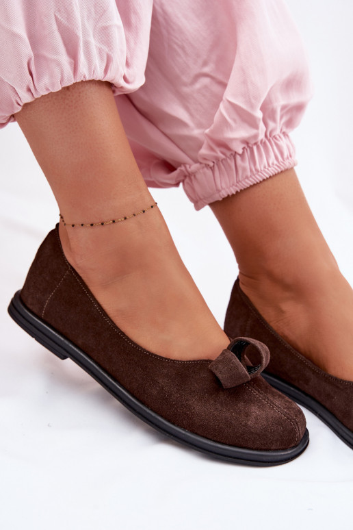 Pelle dalla pelle scamosciata scarpe Femminile Zazoo 379 CzekoladoAe