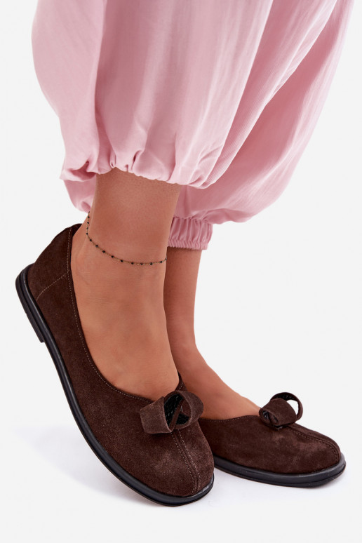 Pelle dalla pelle scamosciata scarpe Femminile Zazoo 379 CzekoladoAe