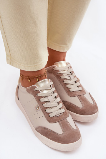 Scarpe sportive in pelle naturale per donna S.Barski LR61-7091 sabbia