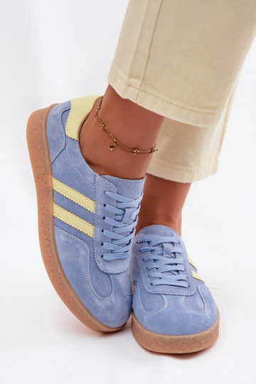 Pelle dalla pelle scamosciata Scarpe modello sneakers Femminile S.Barski LR61-7089 colore blu