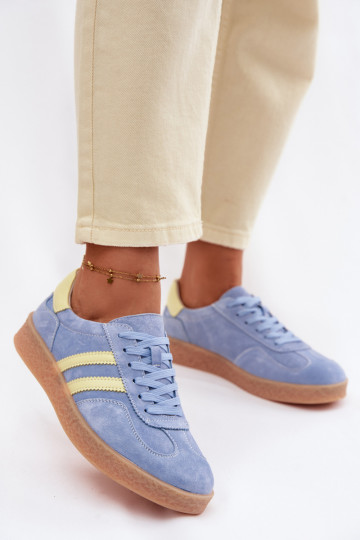 Pelle dalla pelle scamosciata Scarpe modello sneakers Femminile S.Barski LR61-7089 colore blu 2