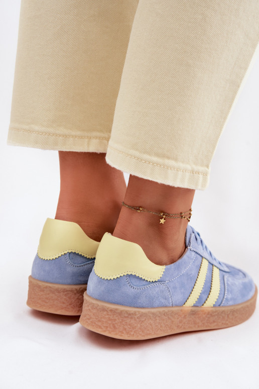 Pelle dalla pelle scamosciata Scarpe modello sneakers Femminile S.Barski LR61-7089 colore blu