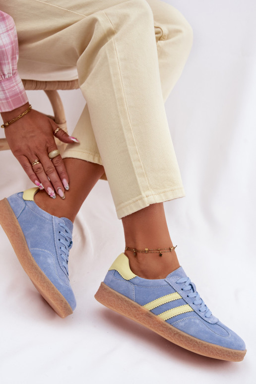 Pelle dalla pelle scamosciata Scarpe modello sneakers Femminile S.Barski LR61-7089 colore blu