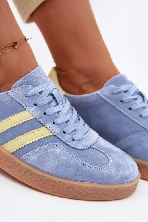 Pelle dalla pelle scamosciata Scarpe modello sneakers Femminile S.Barski LR61-7089 colore blu