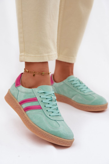 Scarpe sportive in camoscio per donna S.Barski LR61-7089 verde menta