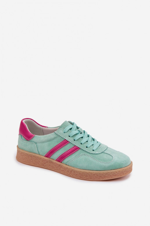 Pelle dalla pelle scamosciata Scarpe modello sneakers Femminile S.Barski LR61-7089 colore menta