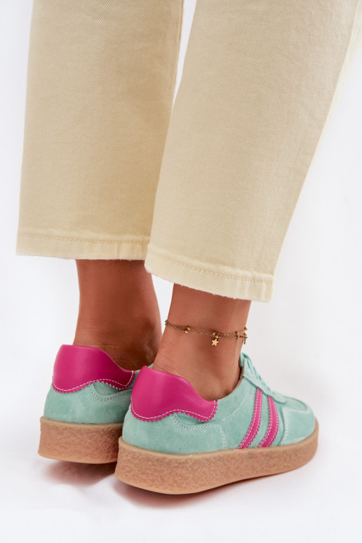 Pelle dalla pelle scamosciata Scarpe modello sneakers Femminile S.Barski LR61-7089 colore menta