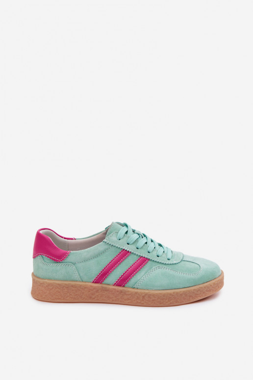 Pelle dalla pelle scamosciata Scarpe modello sneakers Femminile S.Barski LR61-7089 colore menta