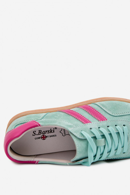 Pelle dalla pelle scamosciata Scarpe modello sneakers Femminile S.Barski LR61-7089 colore menta