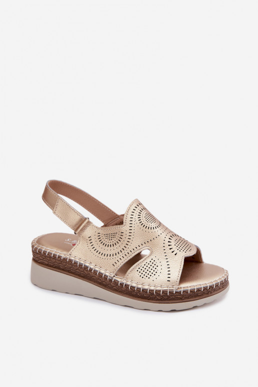 Pelle Sandali con plateau S.Barski GR61-5916 colore dorato