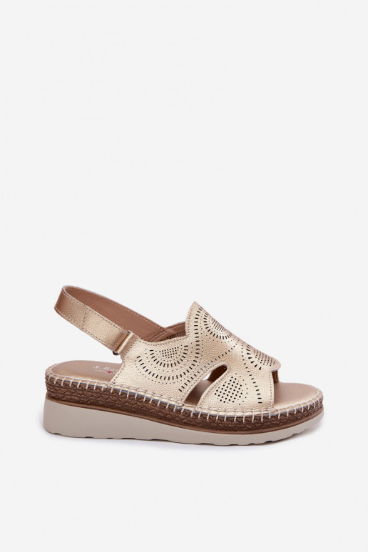 Pelle Sandali con plateau S.Barski GR61-5916 colore dorato