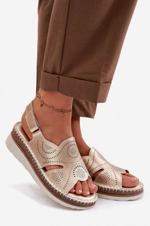 Pelle Sandali con plateau S.Barski GR61-5916 colore dorato