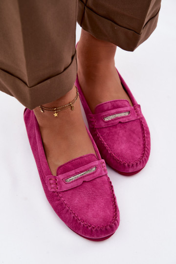 Mocassini piatti da donna in camoscio naturale S.Barski LR61-7029 rosa 2