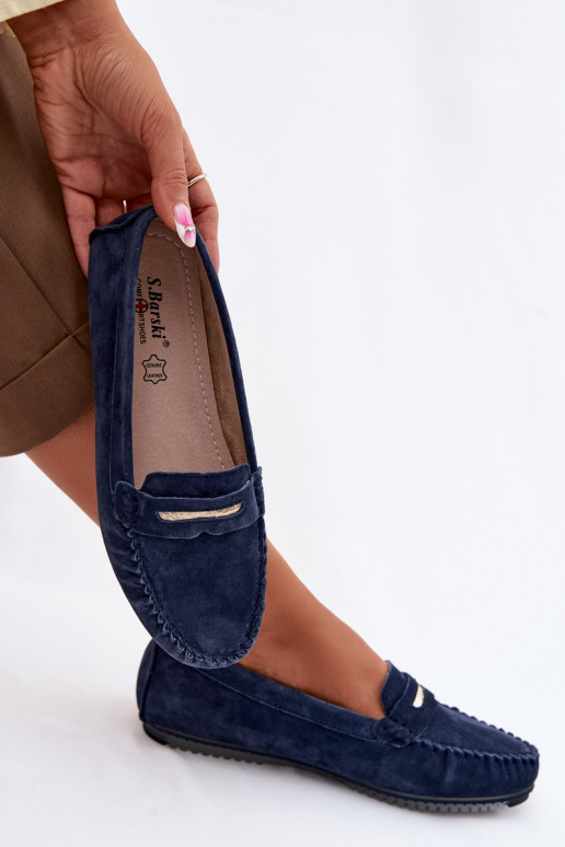 isoscele mocassini da donnaAbilitatoturalnego dalla pelle scamosciatau S.Barski LR61-7029 blu scuro