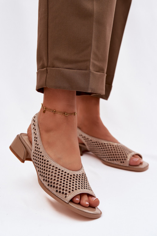 Decorato Sandali traforati Femminile dalla pelle scamosciata Klocke D&A CR61-3131 beige