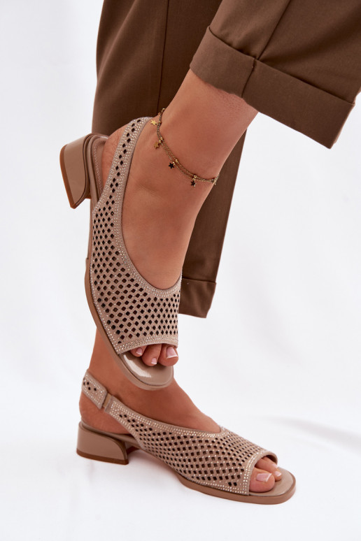 Decorato Sandali traforati Femminile dalla pelle scamosciata Klocke D&A CR61-3131 beige