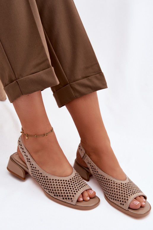 Decorato Sandali traforati Femminile dalla pelle scamosciata Klocke D&A CR61-3131 beige