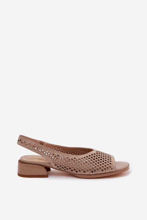 Decorato Sandali traforati Femminile dalla pelle scamosciata Klocke D&A CR61-3131 beige