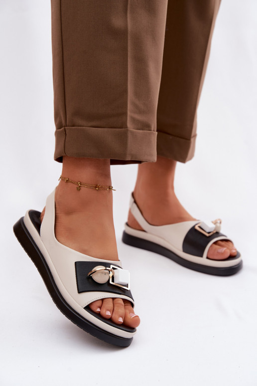 Sandali da donna Femminile con ornamenti D&A GR61-5932 beige