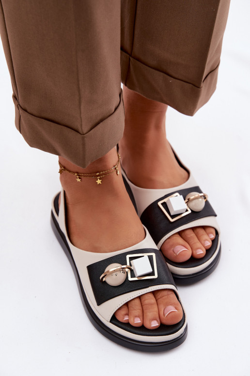 Sandali da donna Femminile con ornamenti D&A GR61-5932 beige