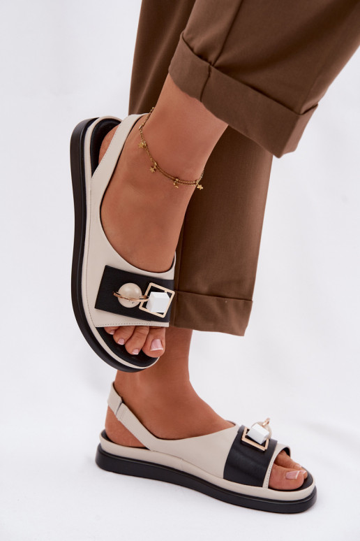 Sandali da donna Femminile con ornamenti D&A GR61-5932 beige