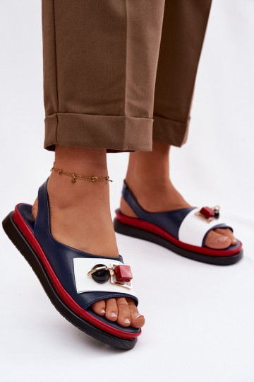 Sandali da donna Femminile con ornamenti D&A GR61-5932 blu scuro 2