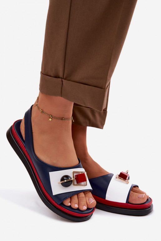 Sandali da donna Femminile con ornamenti D&A GR61-5932 blu scuro