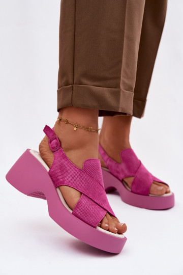 Sandaliere donna con platform S.Barski LR61-7005 rosa 2