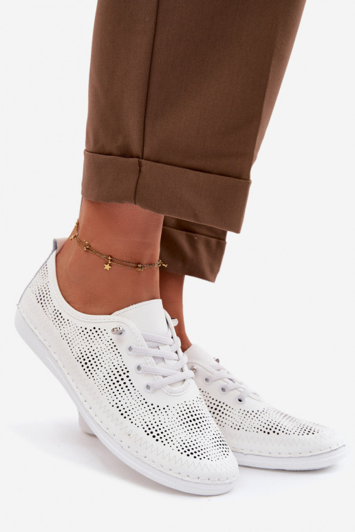 Pelle con elementi traforati scarpe Femminile S.Barski LR61-7083 Colore bianco