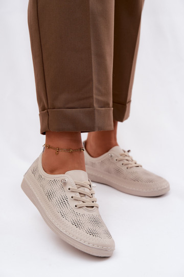 Pelle con elementi traforati scarpe Femminile S.Barski LR61-7083 beige 2