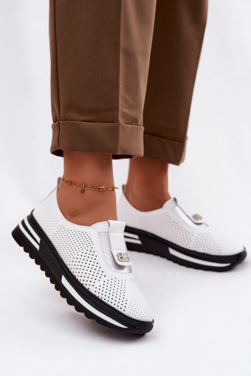 Un modello convincente scarpe FemminileAbilitatoturalnej Skóry S.Barski LR61-7092 Colore bianco 2