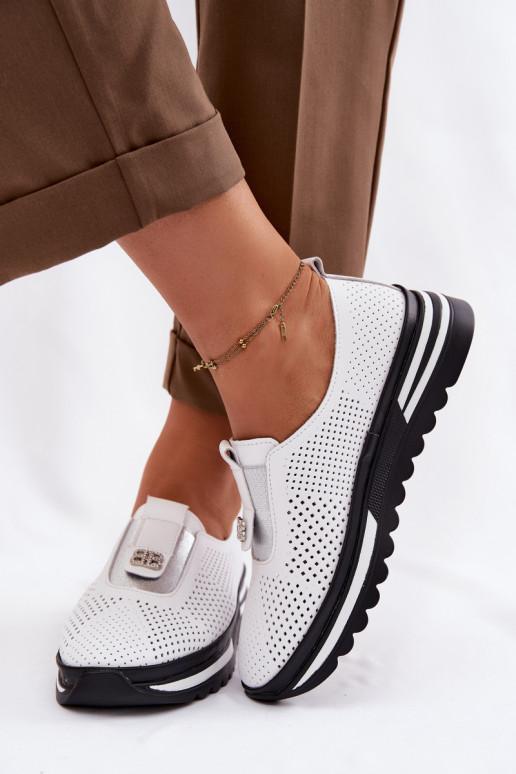 Un modello convincente scarpe FemminileAbilitatoturalnej Skóry S.Barski LR61-7092 Colore bianco