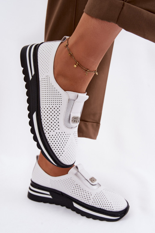 Un modello convincente scarpe FemminileAbilitatoturalnej Skóry S.Barski LR61-7092 Colore bianco